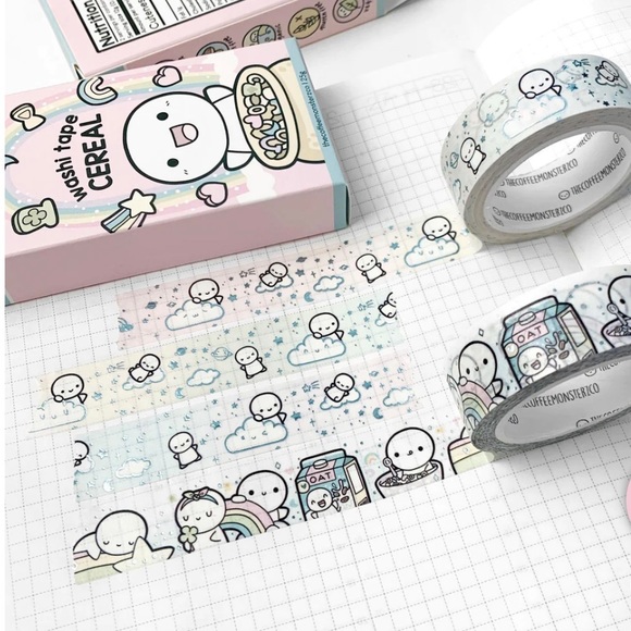 🆕 TheCoffeeMonsterzCo Washi Tape Cereal Boxed Set - 15mm - Picture 2 of 3
